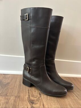 Classic Women's Tall Riding Boots - Dark Brown Bandolino Size 10